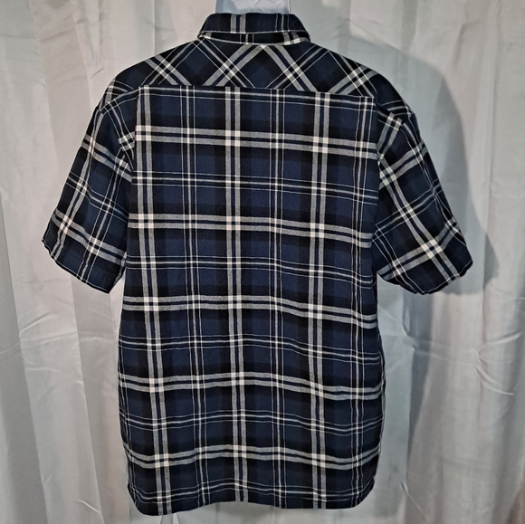 Dickies Flannel Work Shirt Men's XL Blue Short Sleeve Plaid 2 Pocket Button-down - Picture 6 of 8